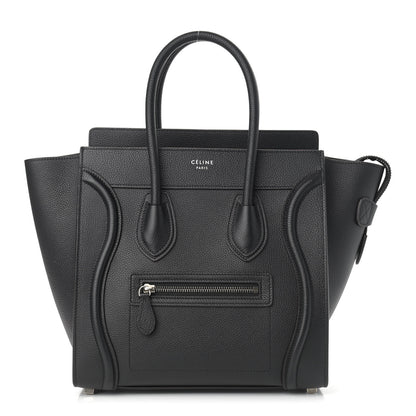 Celine Drummed Calfskin Micro Luggage Black 1 of 8