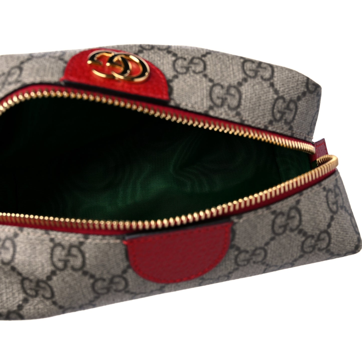 Soft GG Supreme Monogram Calfskin Medium Ophidia Cosmetic Case Beige Ebony Hibiscus Red