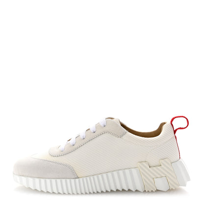Hermes Technical Canvas Suede Goatskin Bouncing Sneakers 36 White Multicolor 1 of 10