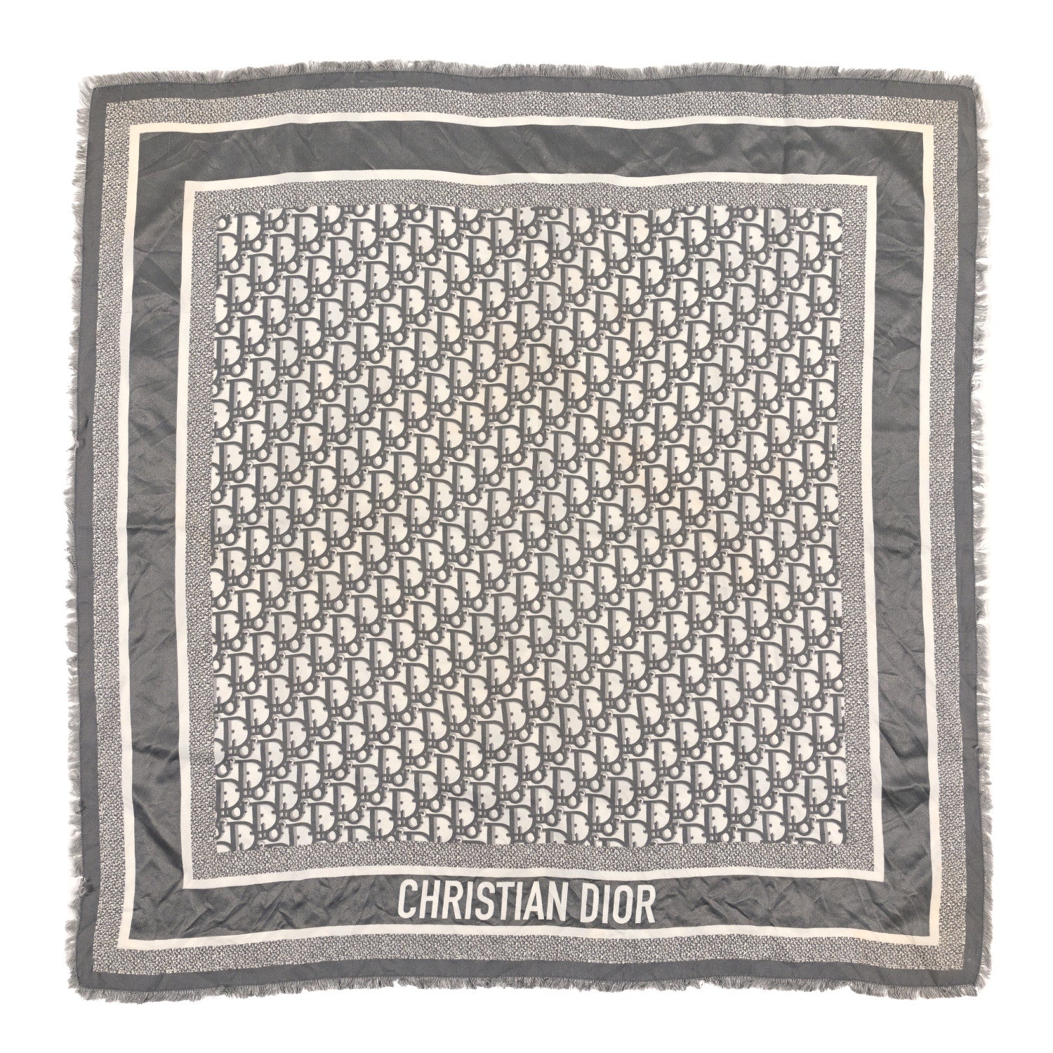 Christian Dior Silk Oblique Scarf Grey 1 of 3