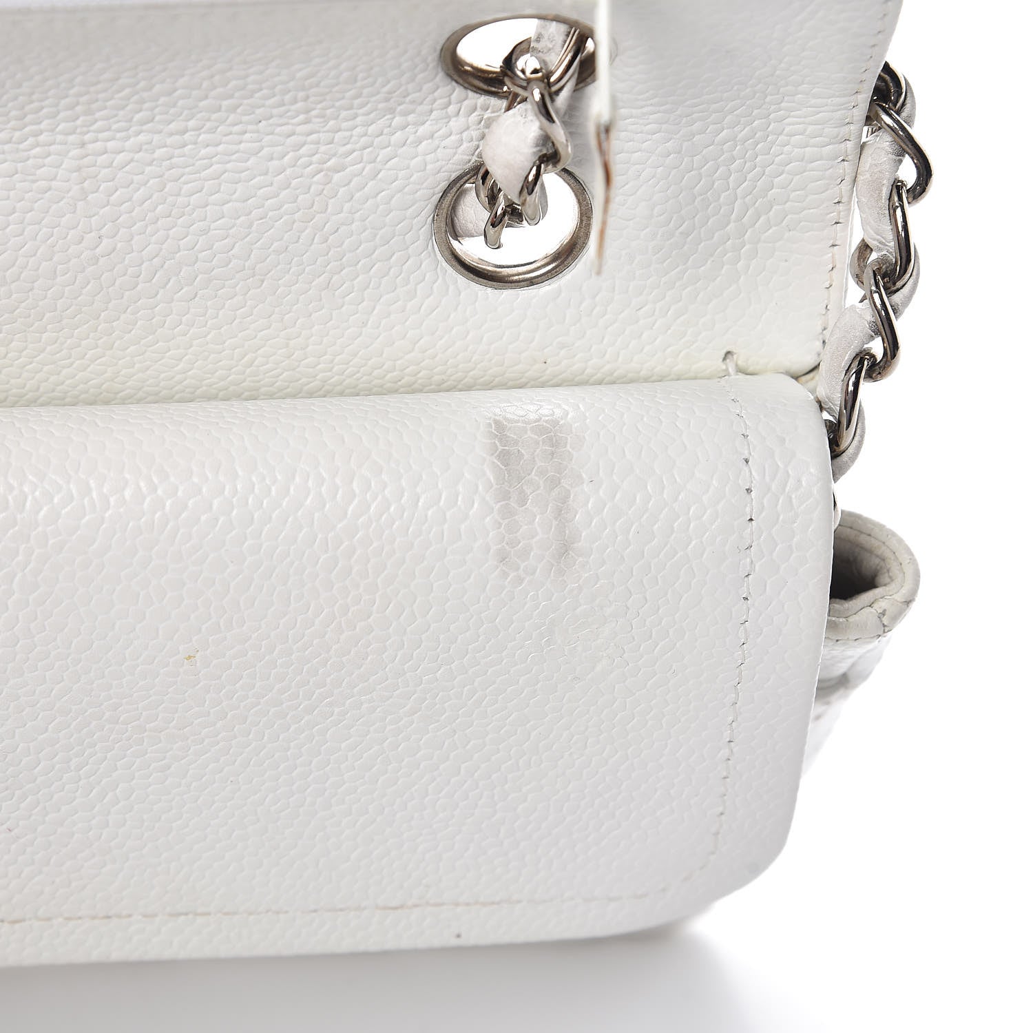 Chanel Caviar Quilted Medium Double Flap White 10 of 12