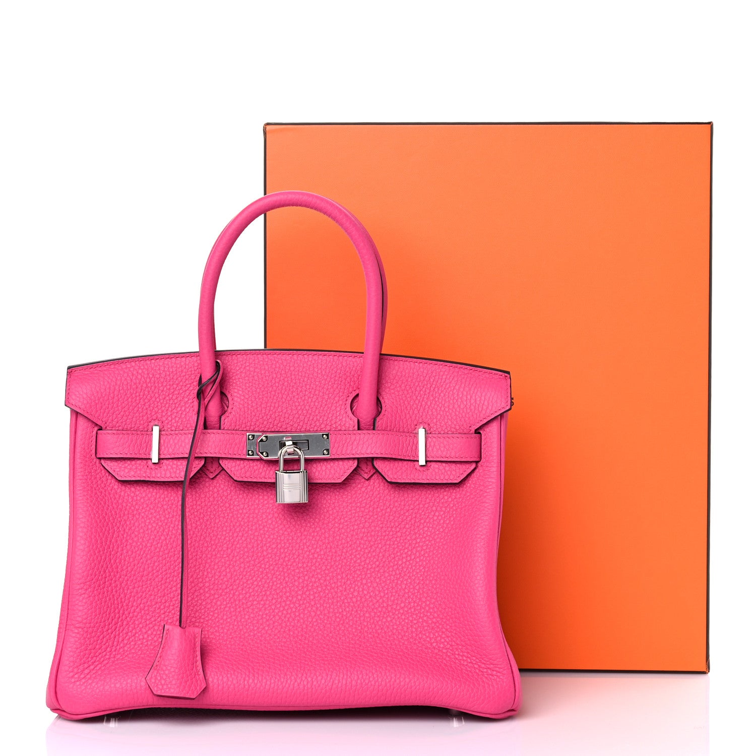 Hermes Taurillon Clemence Birkin 30 Rose Shocking 13 of 13