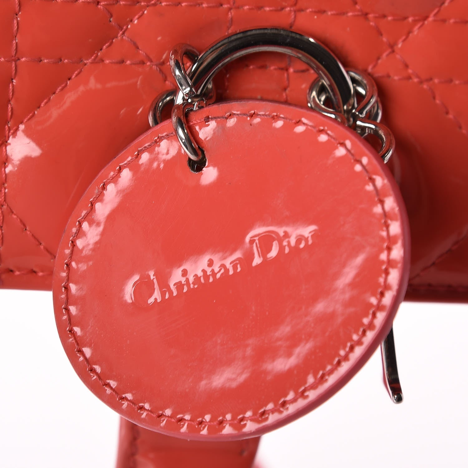 Christian Dior Patent Cannage Large Lady Dior Light Coral 9 of 13