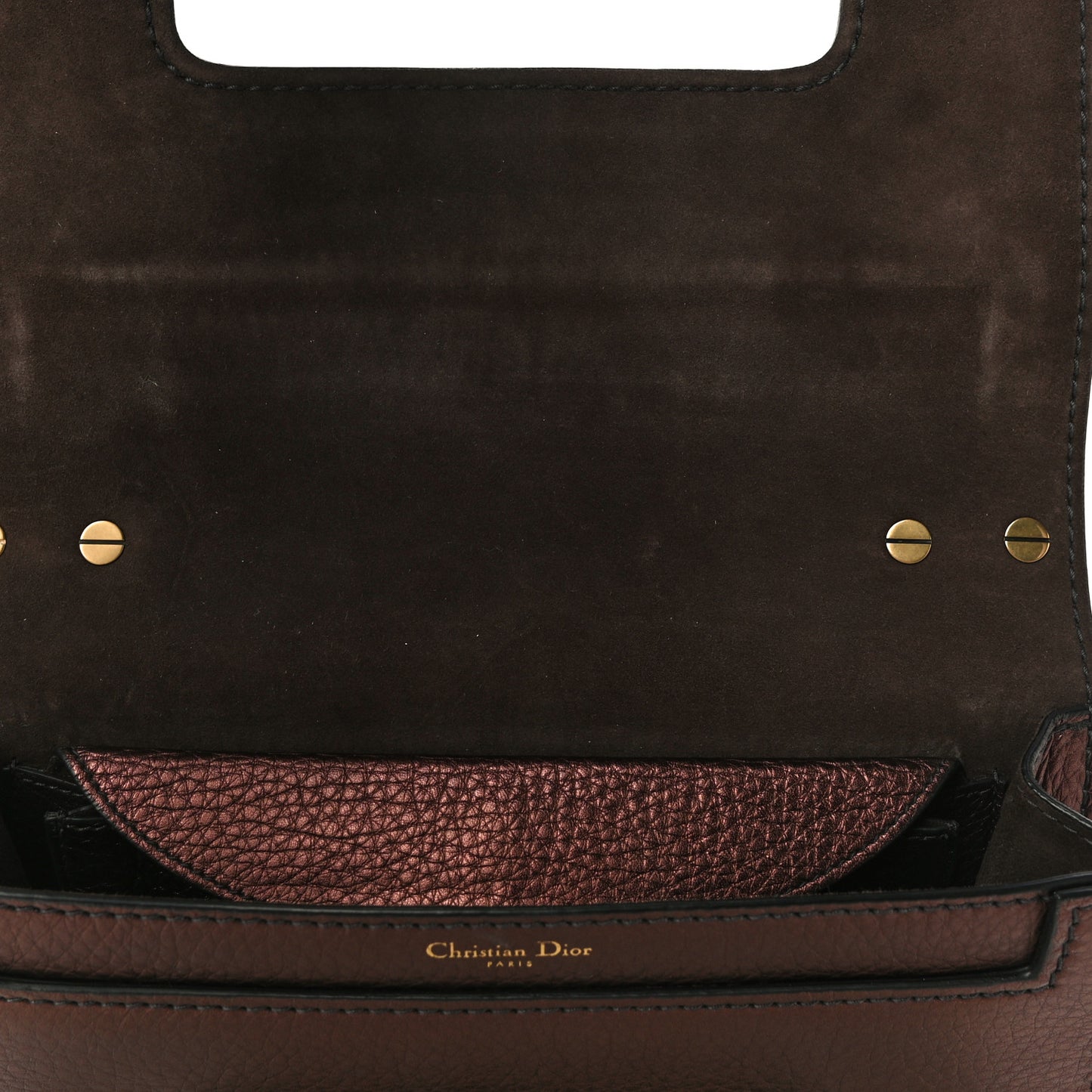 Metallic Calfskin J'Adior Chain Flap Bag Noisette