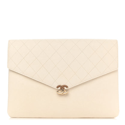 Chanel Grained Calfskin Quilted Cuba Clutch White 1 of 8