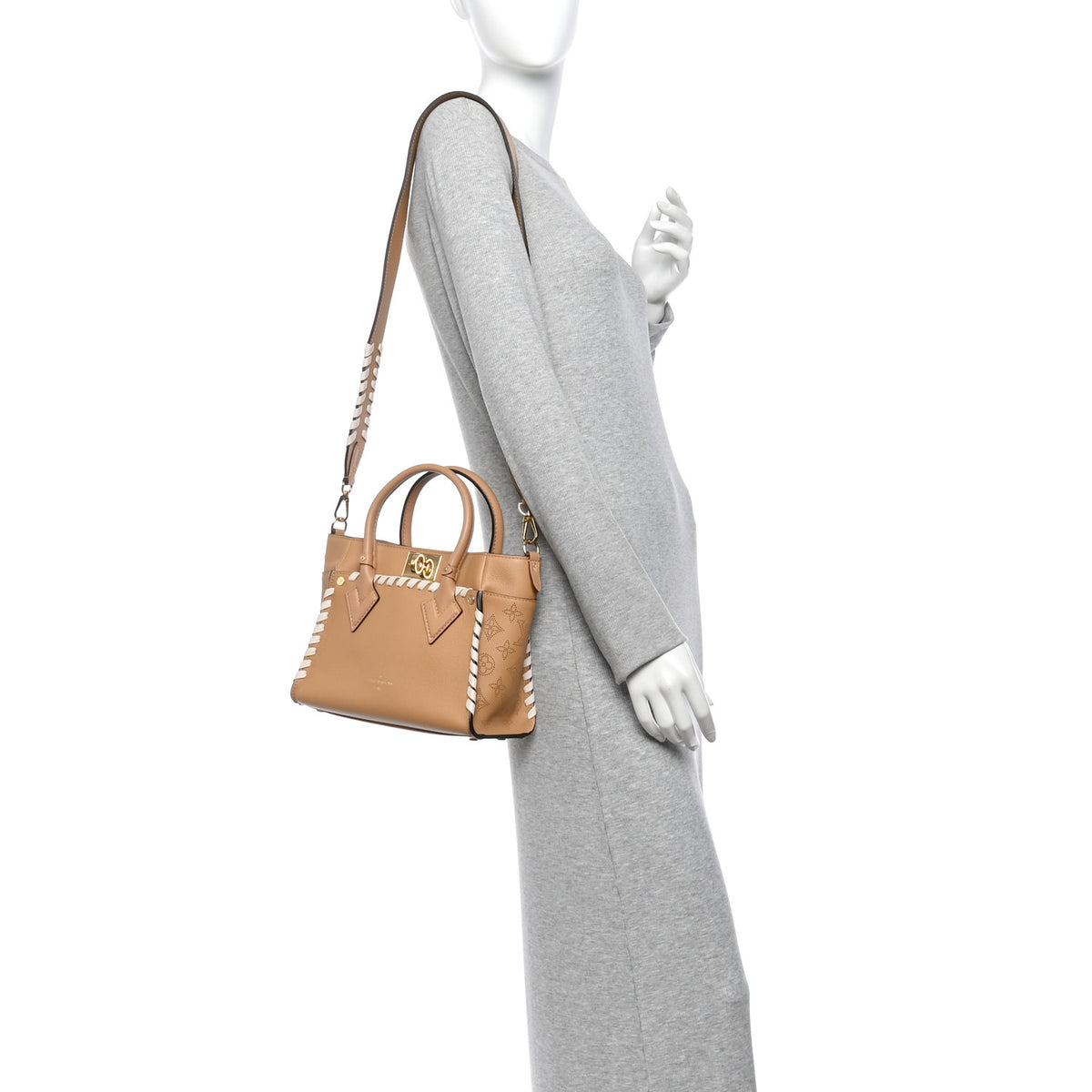 Louis Vuitton Calfskin Mahina Braided On My Side PM Arizona Brown 2 of 9