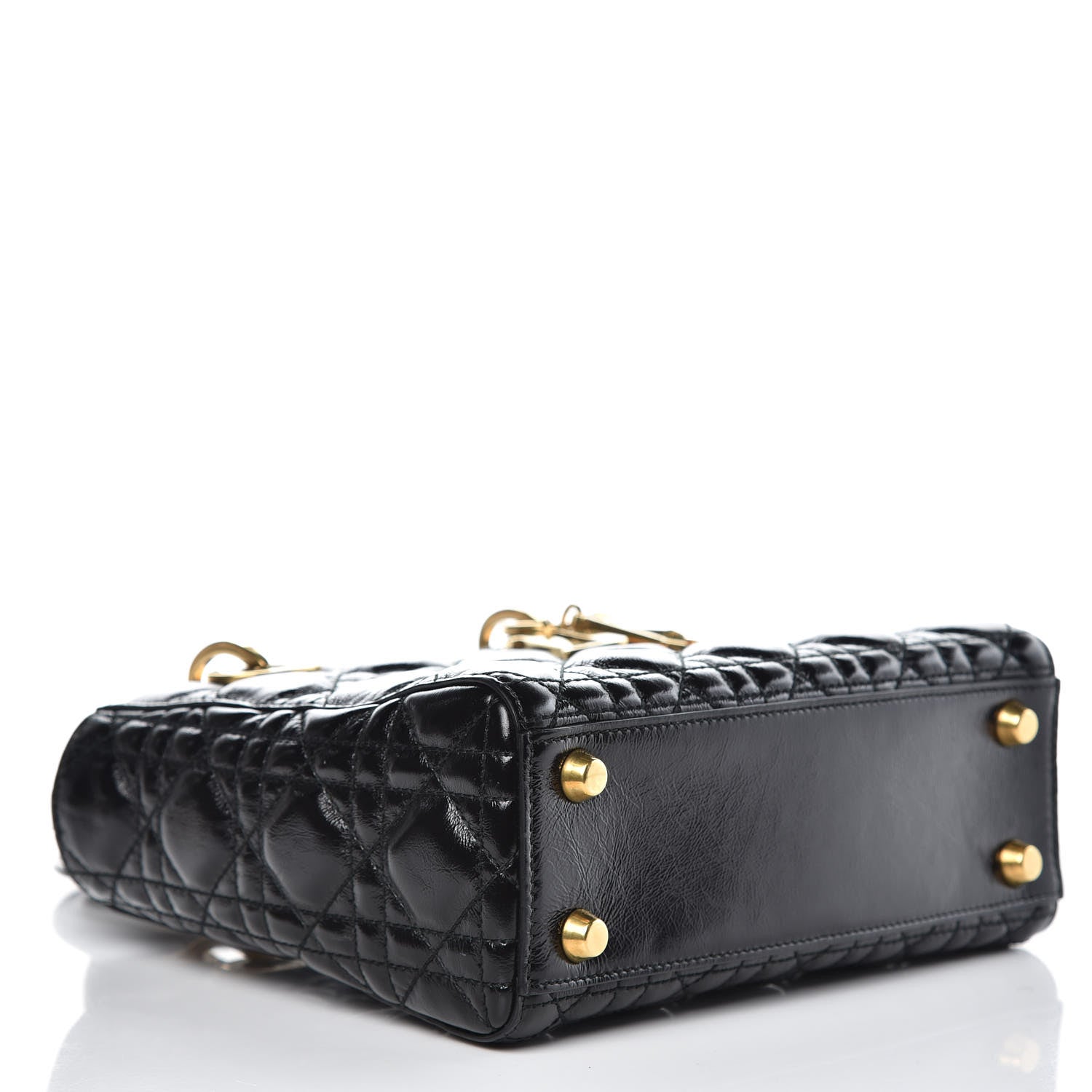 Christian Dior Crinkled Patent Cannage Small Lucky Badges My Lady Dior Black 4 of 11