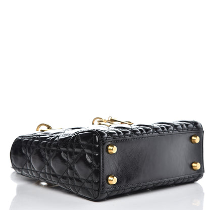 Christian Dior Crinkled Patent Cannage Small Lucky Badges My Lady Dior Black 4 of 11