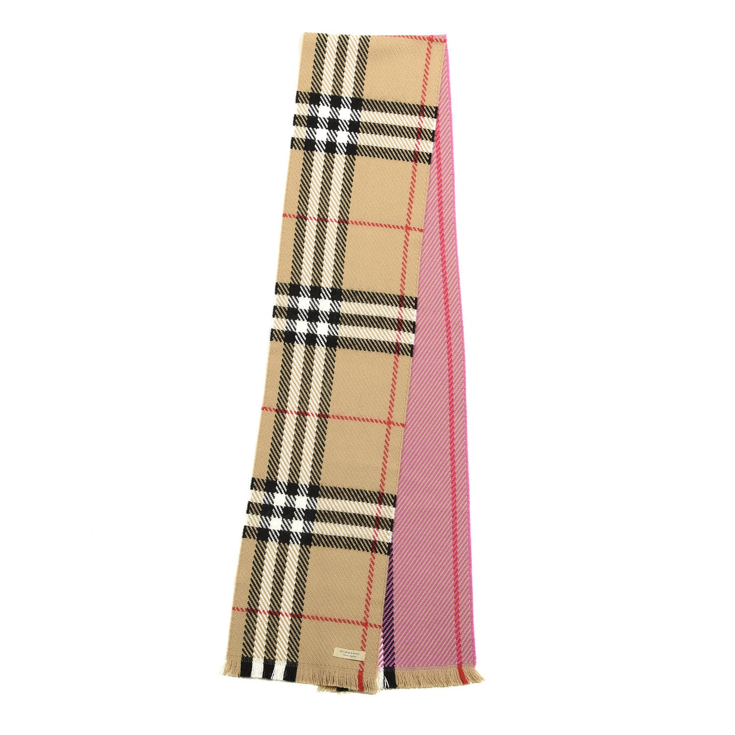 Wool Giant Check Scarf Camel Pink