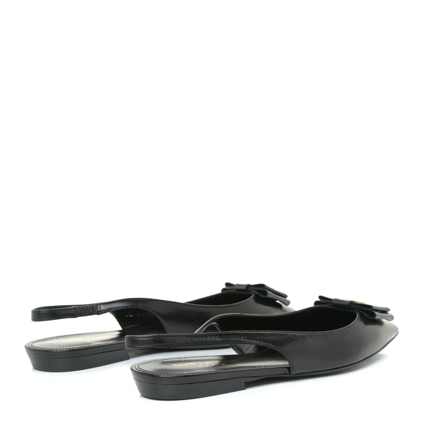 Patent Smooth Lambskin Anais Slingback Flats 36.5 Black Navy