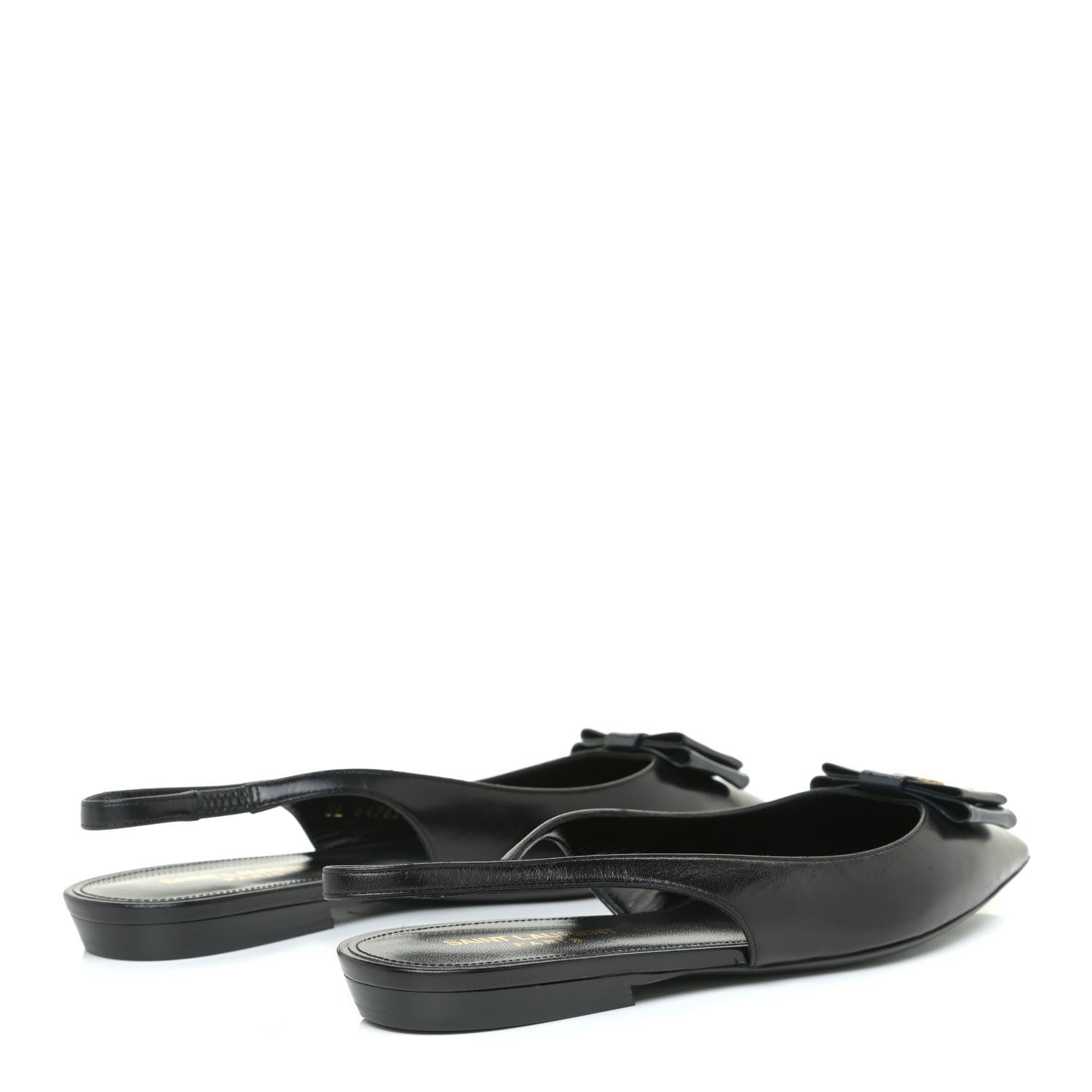 Saint Laurent Patent Smooth Lambskin Anais Slingback Flats 36.5 Black Navy 4 of 16
