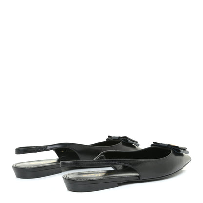 Saint Laurent Patent Smooth Lambskin Anais Slingback Flats 36.5 Black Navy 4 of 16