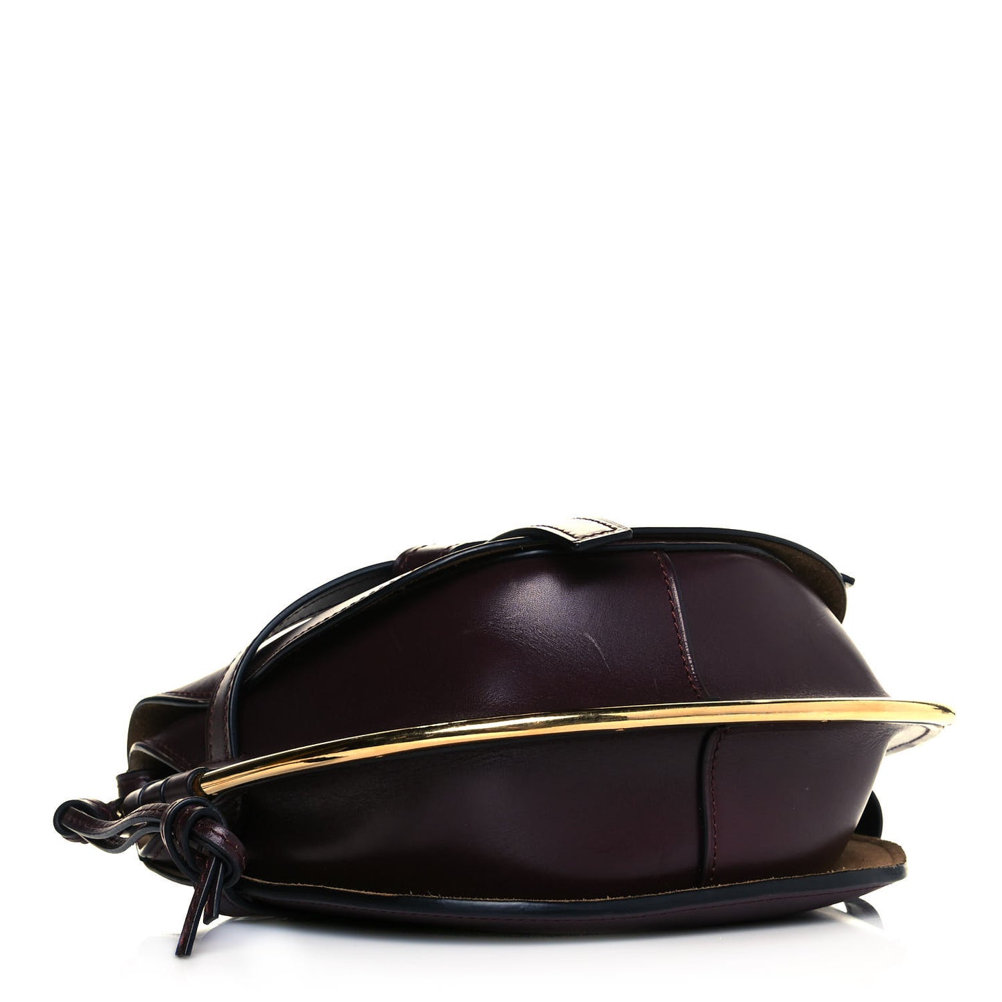 Calfskin Small Metal Gate Crossbody Bag Oxblood