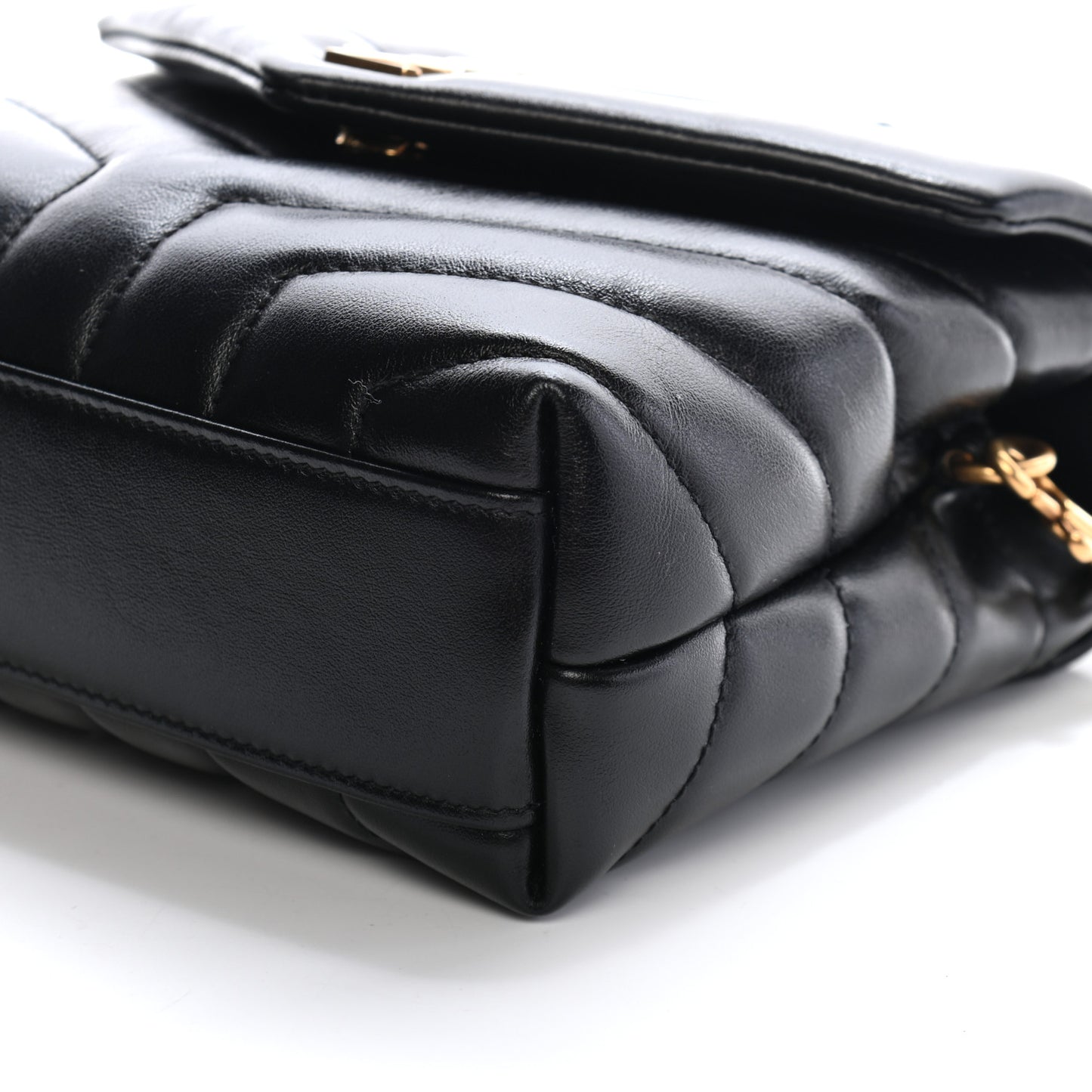 Calfskin Y Quilted Monogram Toy Loulou Crossbody Bag Black