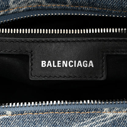 Balenciaga Denim BB Monogram Neo Cagole City Handbag Blue 6 of 11
