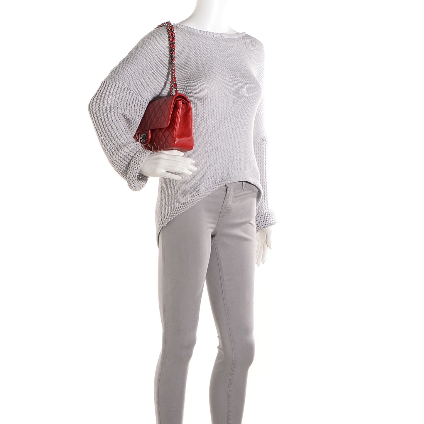 Lambskin Quilted Medium Double Flap Red