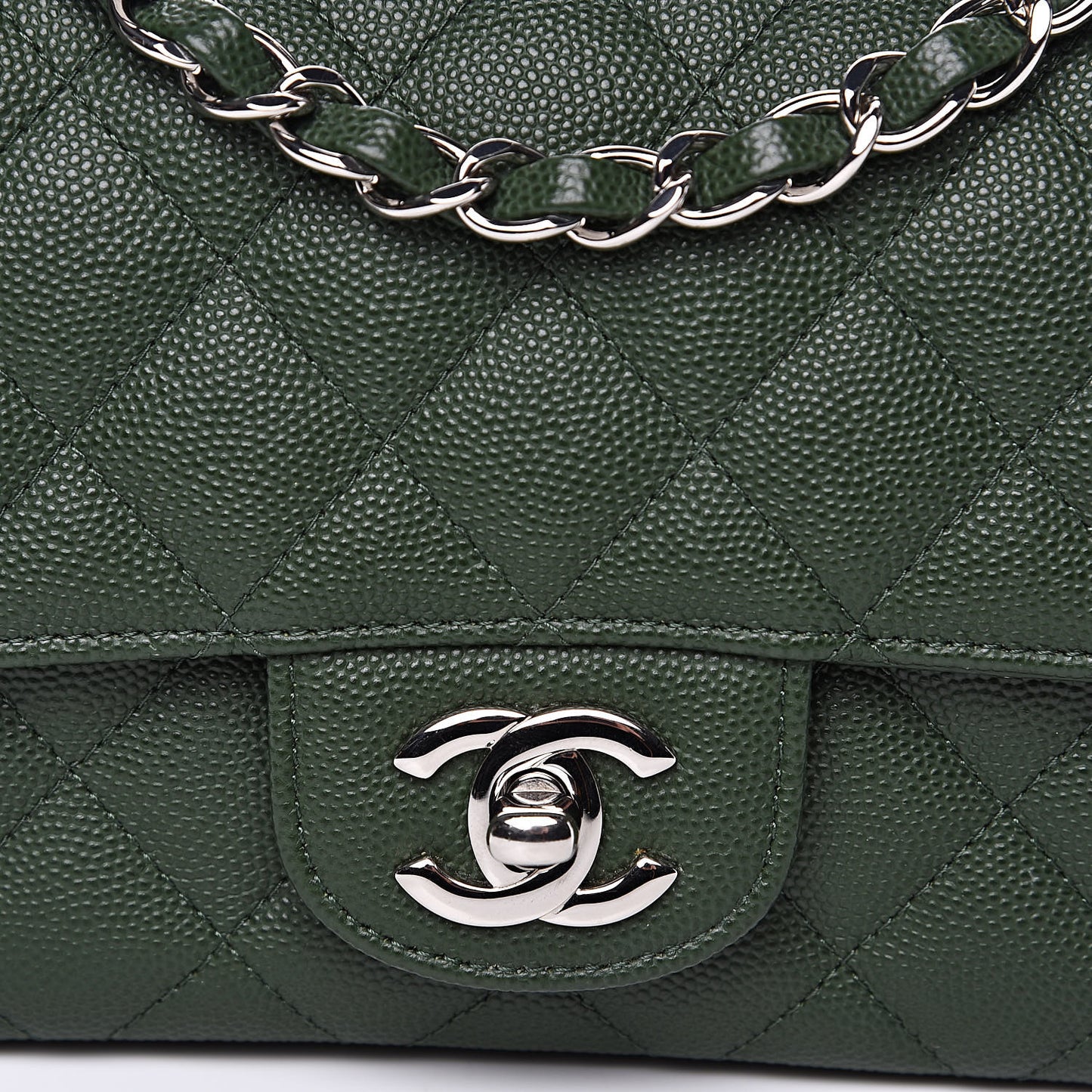Caviar Quilted Mini Rectangular Flap Green