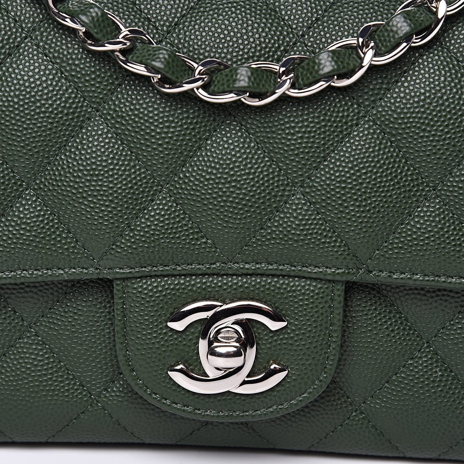 Chanel Caviar Quilted Mini Rectangular Flap Green 10 of 12