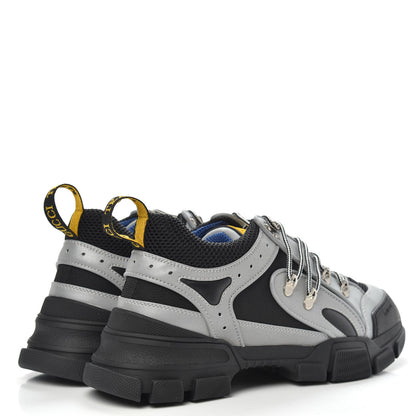 Gucci X SEGA Mesh Technical Canvas Calfskin Reflective Mens Flashtrek Sneakers 9 Silver Black 4 of 8