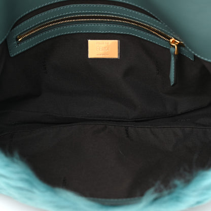 Fendi Alpaca Fur Large Baguette Blue 5 of 9