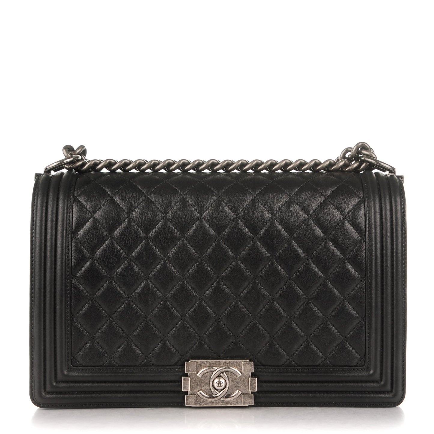 Calfskin Quilted New Medium Boy Flap Black
