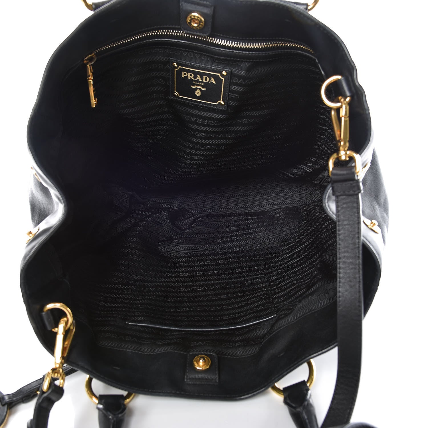 Prada Soft Calf Shopping Tote Black 8 of 14
