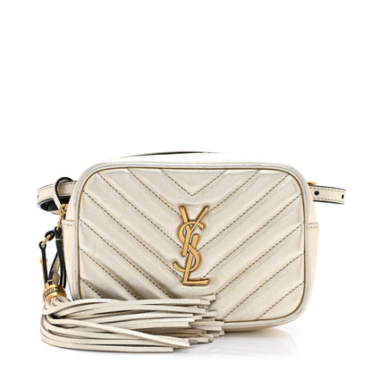 Saint Laurent Metallic Calfskin Matelasse Monogram Lou Belt Bag Platino 1 of 13