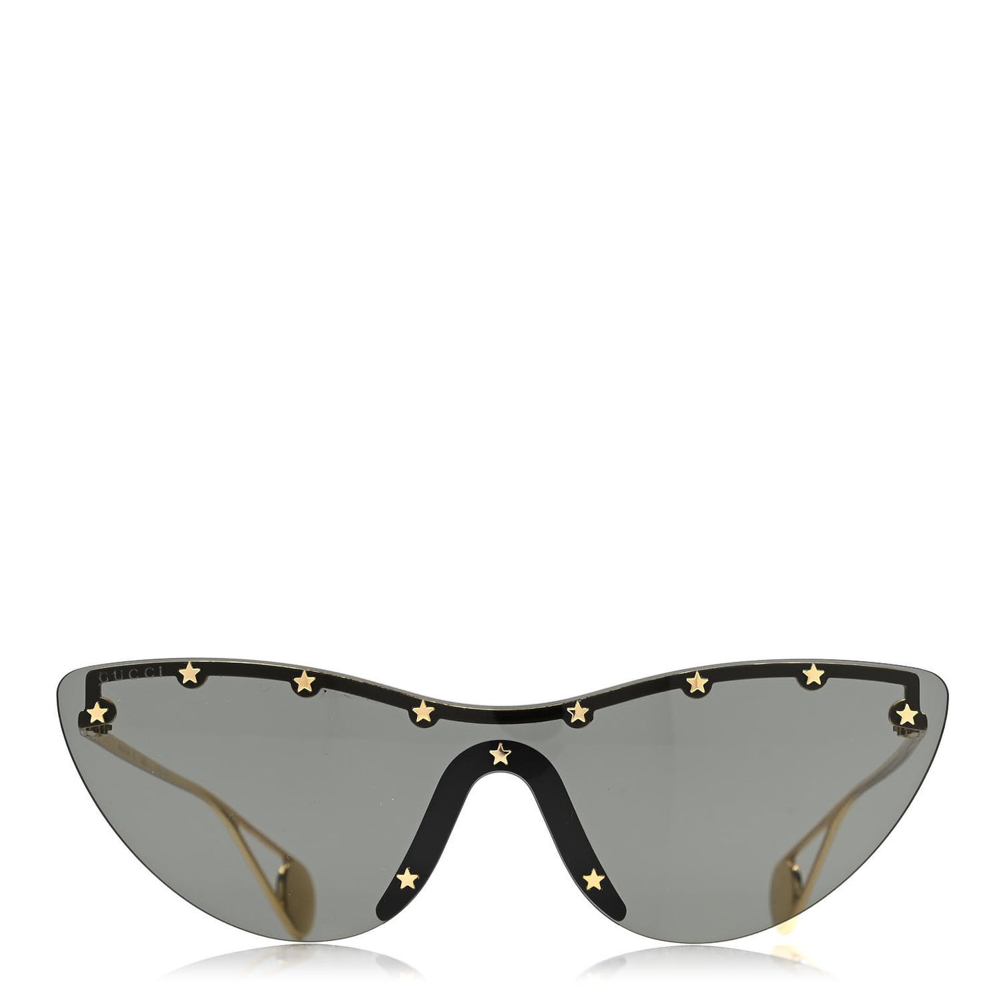 Metal Rimless Star Studded 90mm Cat Eye GG0666S Sunglasses Black Gold
