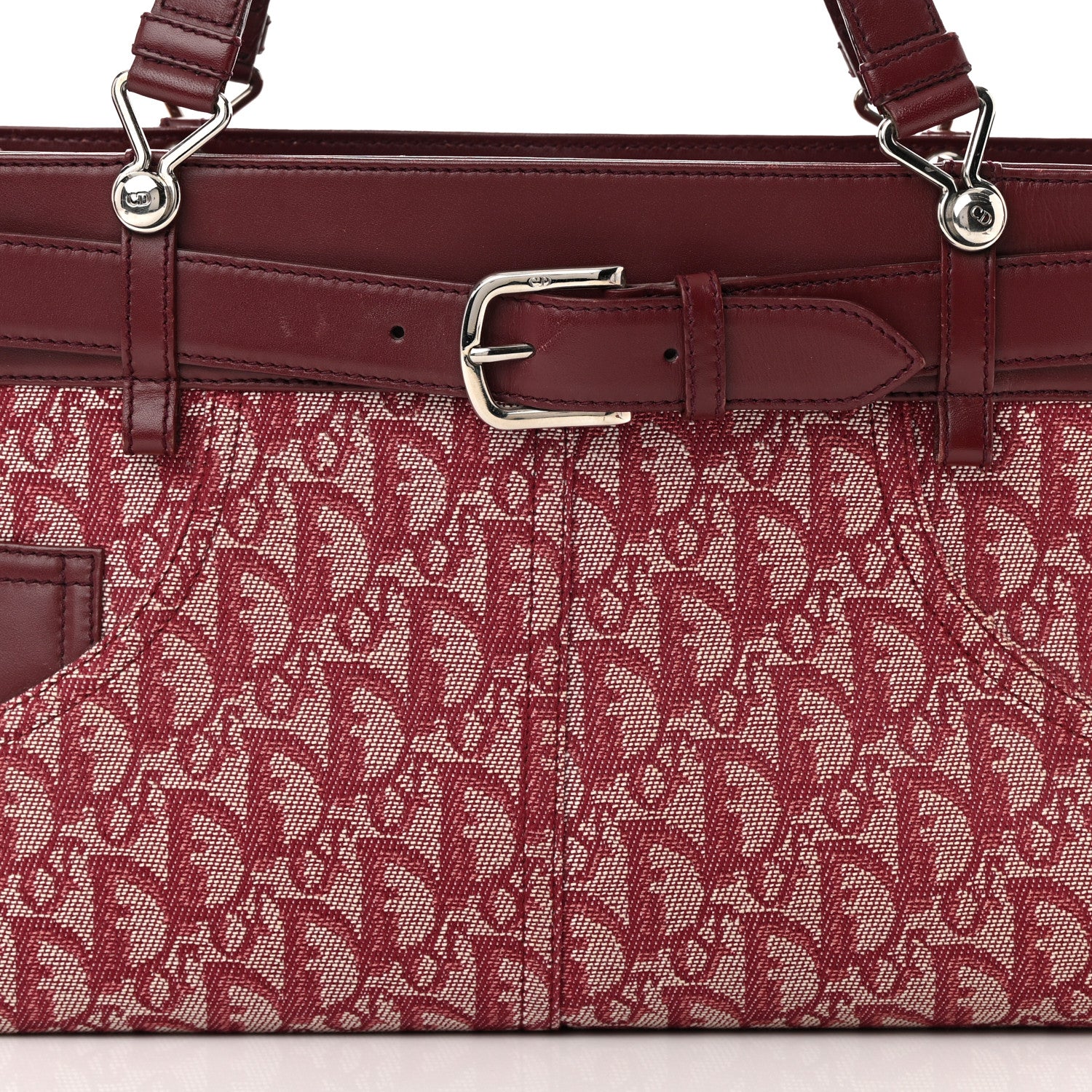 Christian Dior Calfskin Monogram Jeans Pocket Tote Red 8 of 17