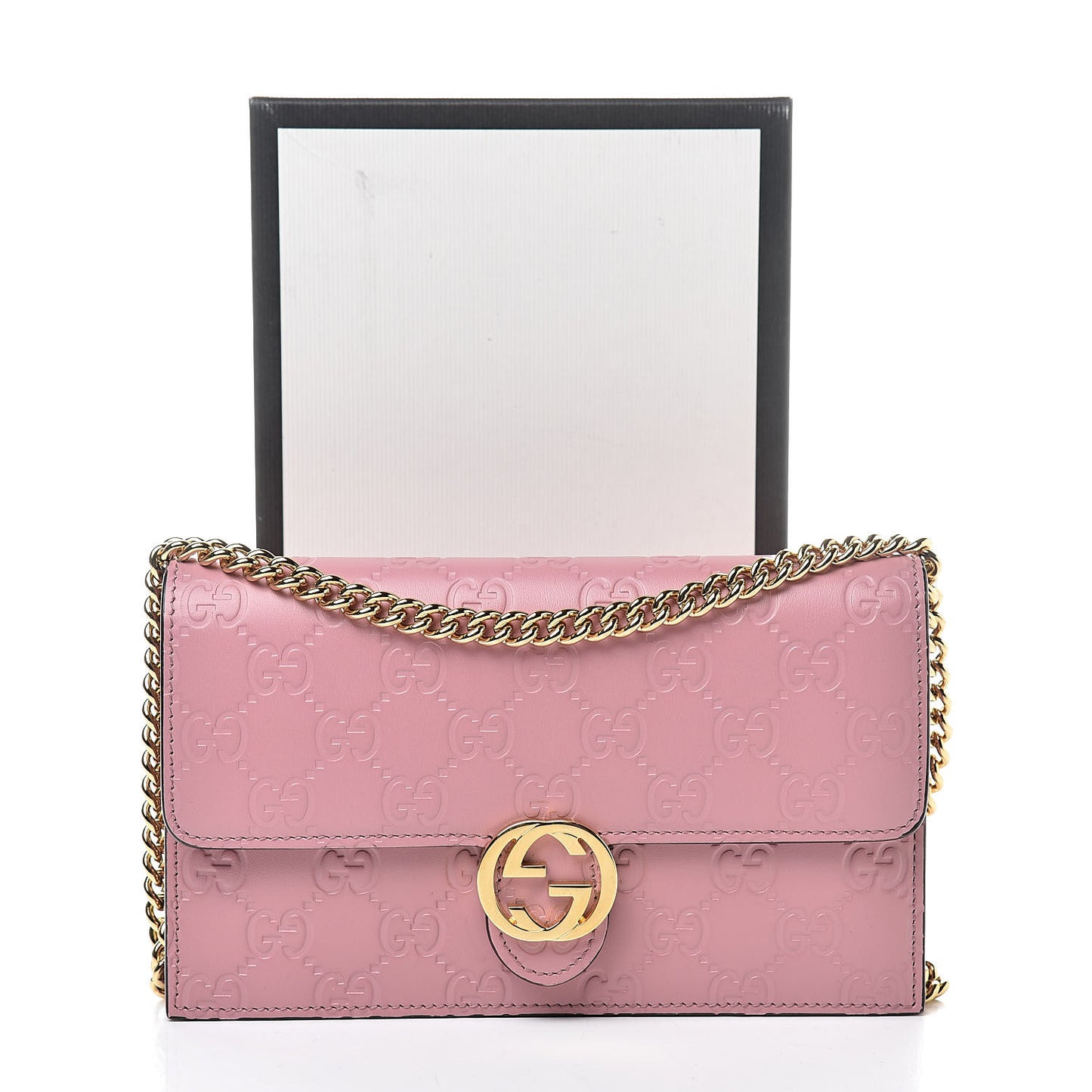 Guccissima Icon Chain Wallet Carmine Rose