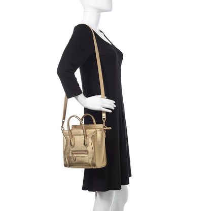 Celine Laminated Lambskin Nano Luggage Gold 2 of 10