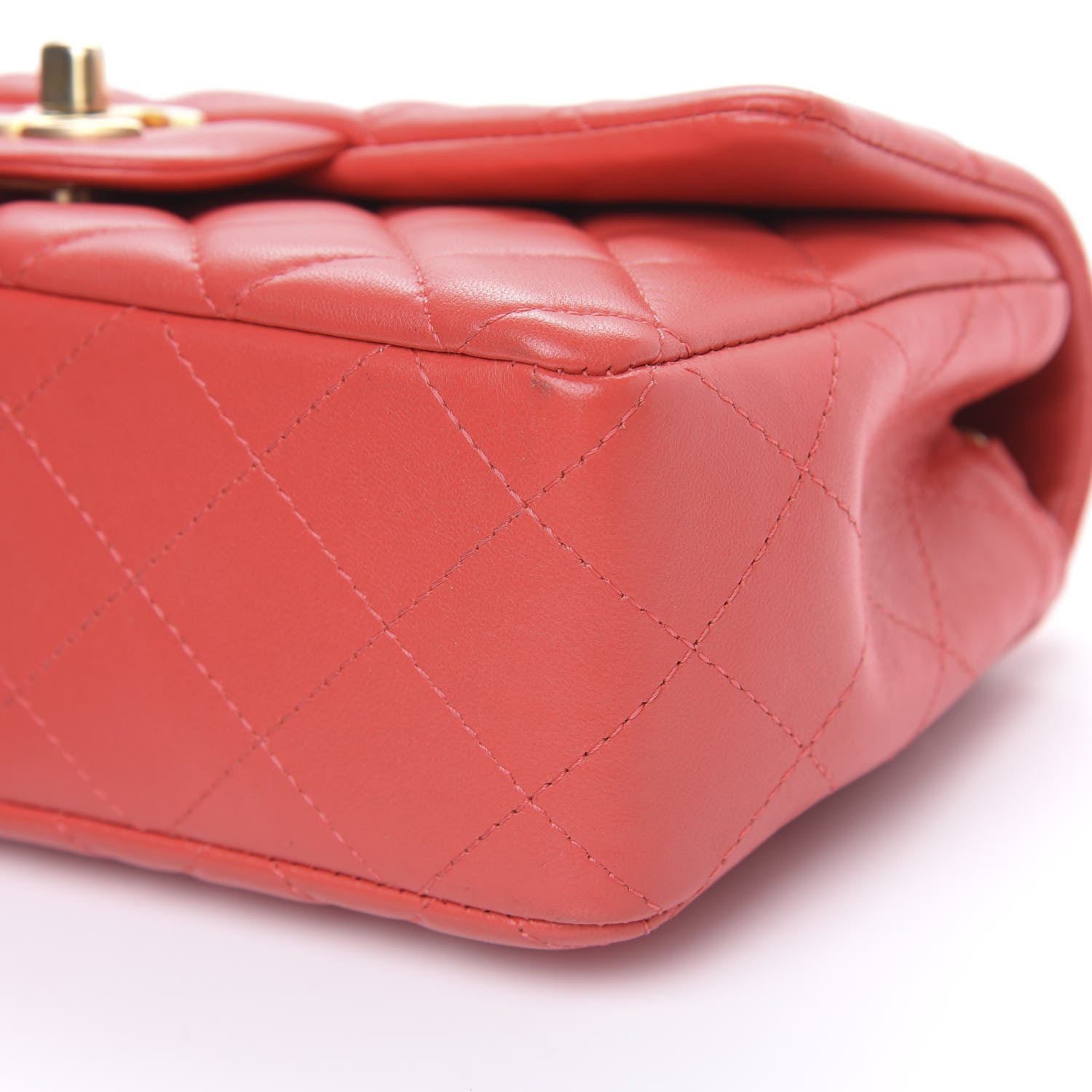Chanel Lambskin Quilted Mini Rectangular Flap Red 10 of 11