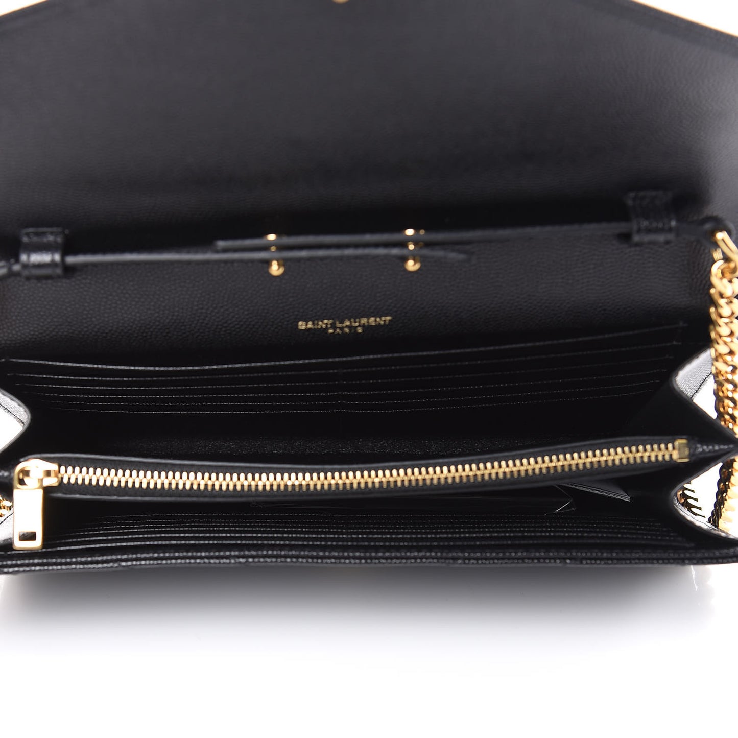 Grain De Poudre Matelasse Chevron Monogram Chain Wallet Black