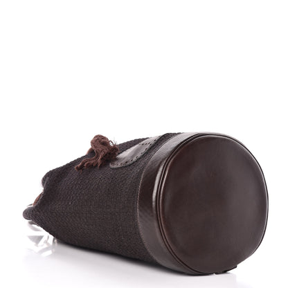 Hermes Canvas Knit Drawstring Bag Brown 4 of 11