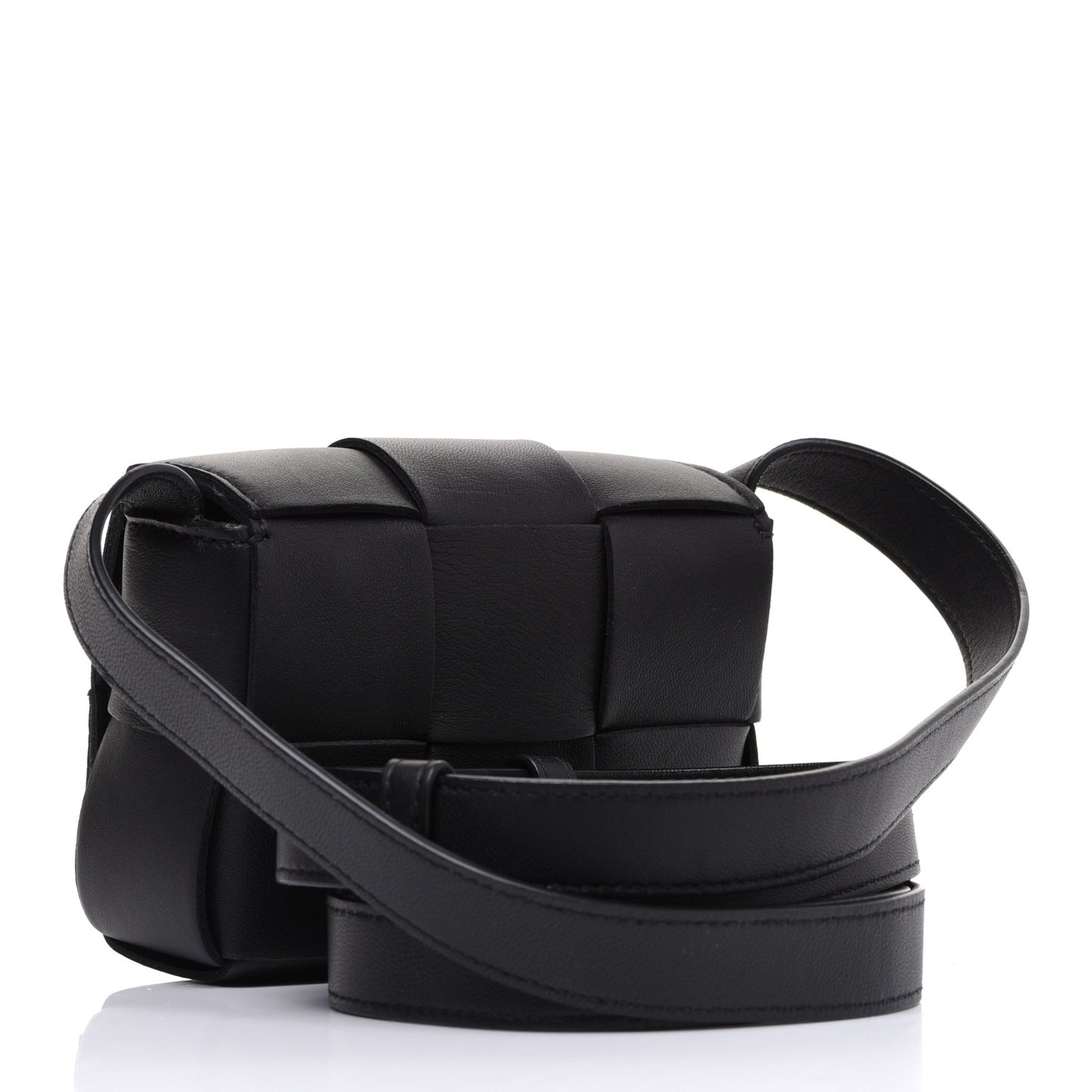 Lambskin Maxi Intrecciato Extra Mini Cassette Crossbody Bag Black