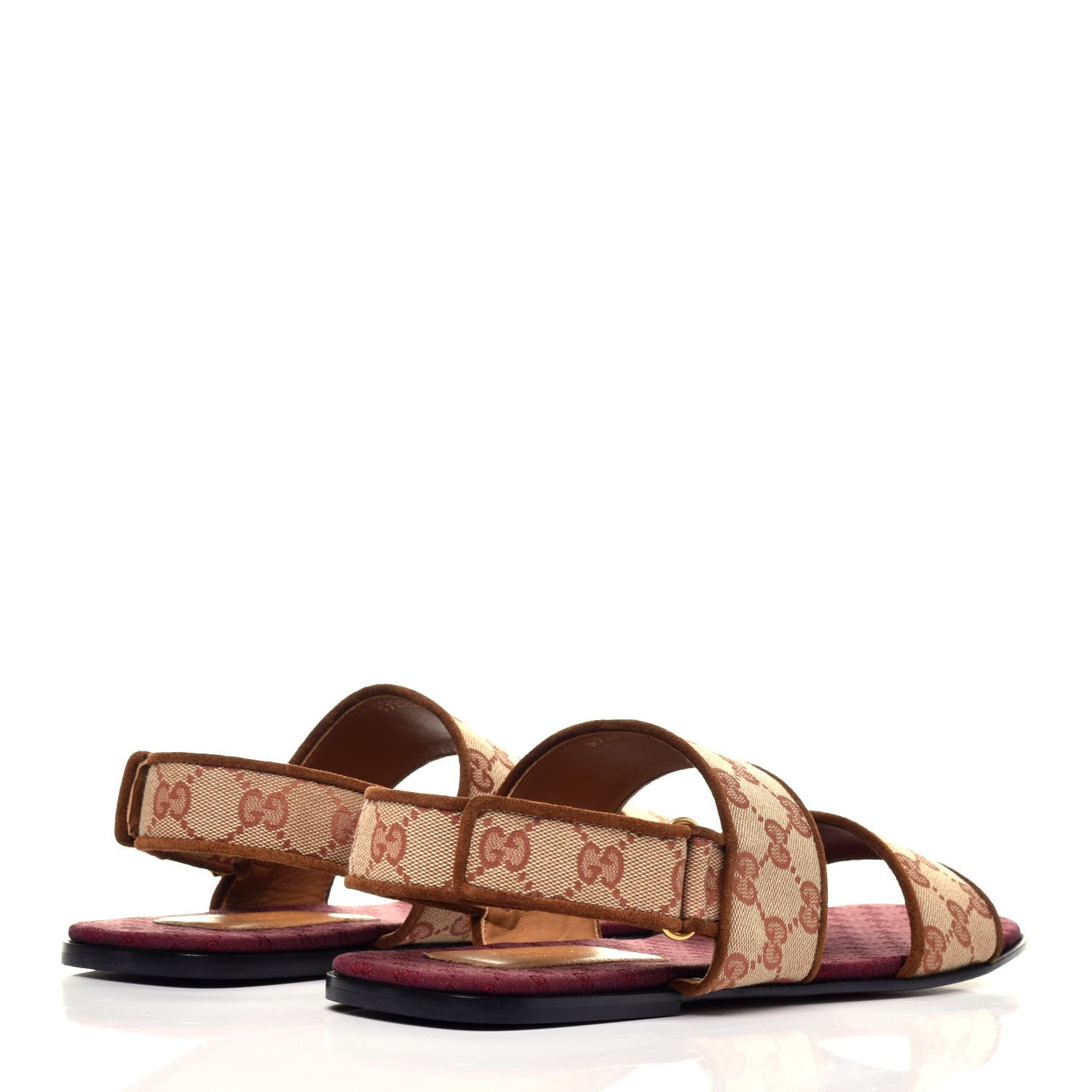 Gucci Canvas GG Monogram Mens Slingback Flat Sandals 9.5 Beige Ruggine Cuir 4 of 8