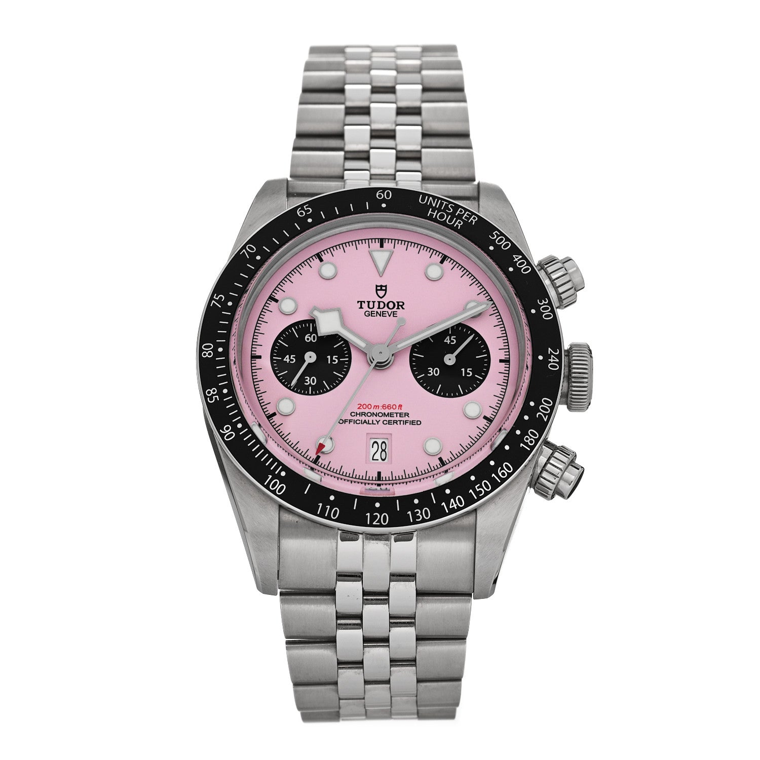TUDOR Stainless Steel 41mm Black Bay Chronograph Automatic Watch Pink 79360N 1 of 5