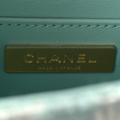 Chanel Tweed Handle Crush Top Handle Flap Bag Light Blue Ecru 6 of 9