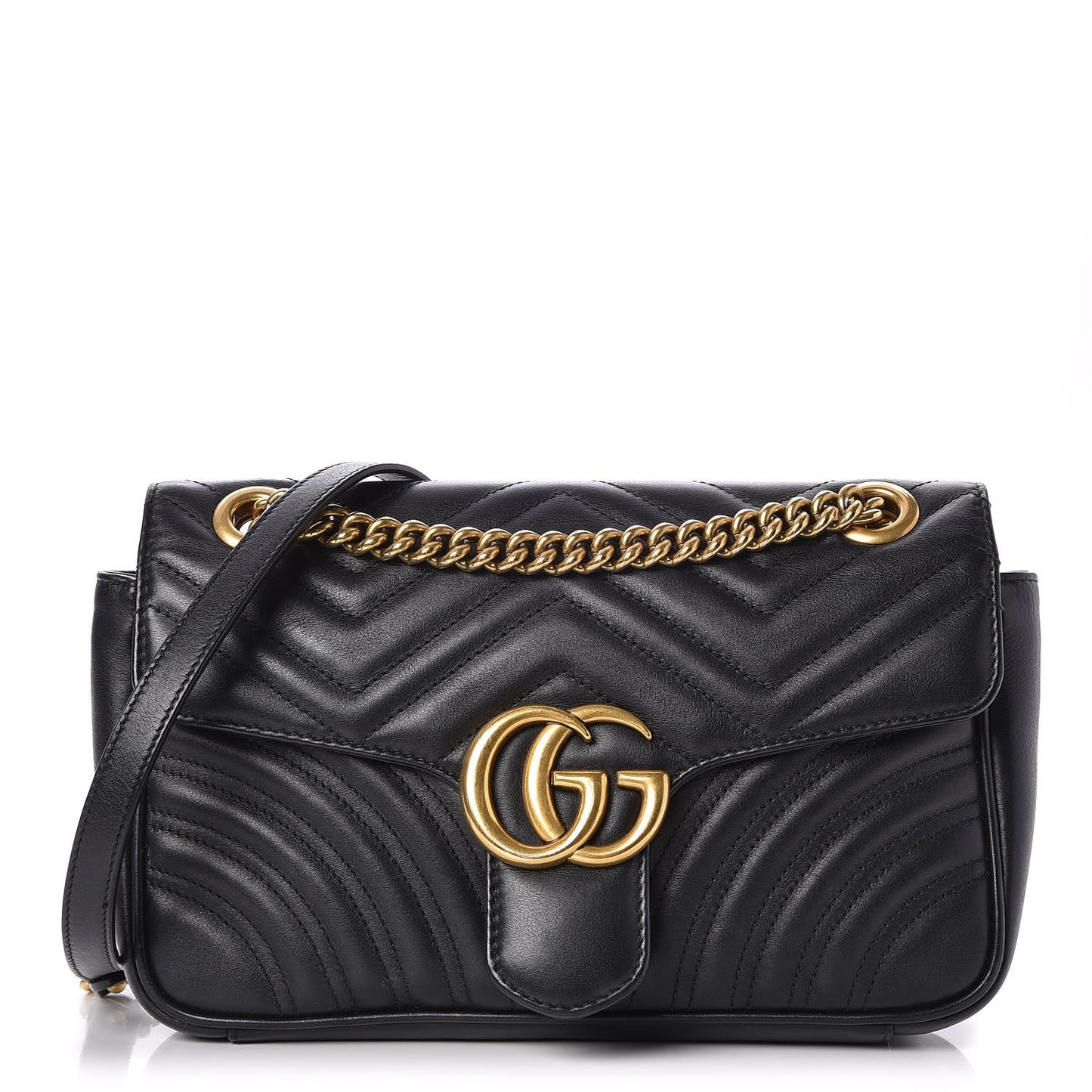 Calfskin Matelasse Small GG Marmont Shoulder Bag Black