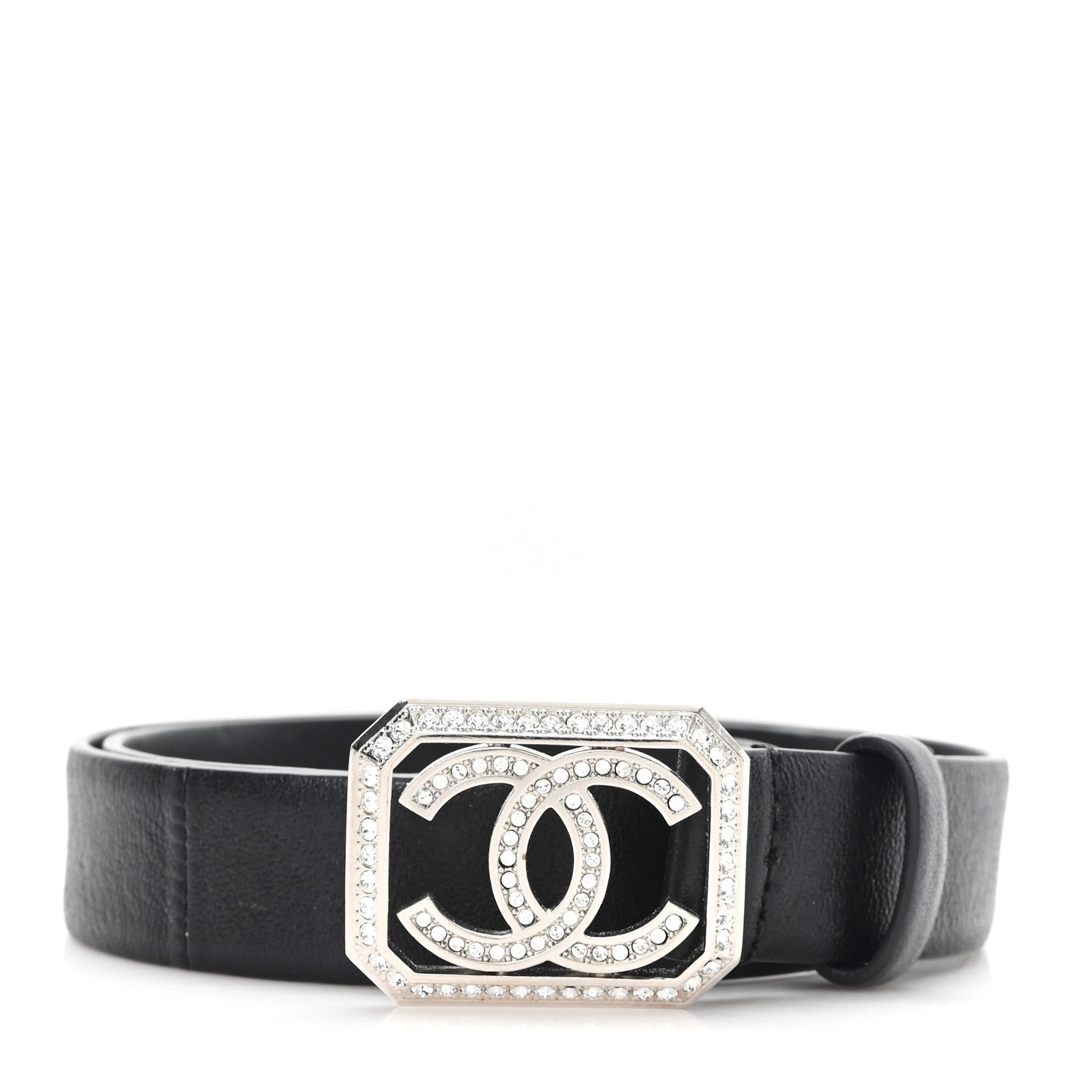Chanel Calfskin Crystal CC Vendome 75 30 Belt  Black 1 of 5