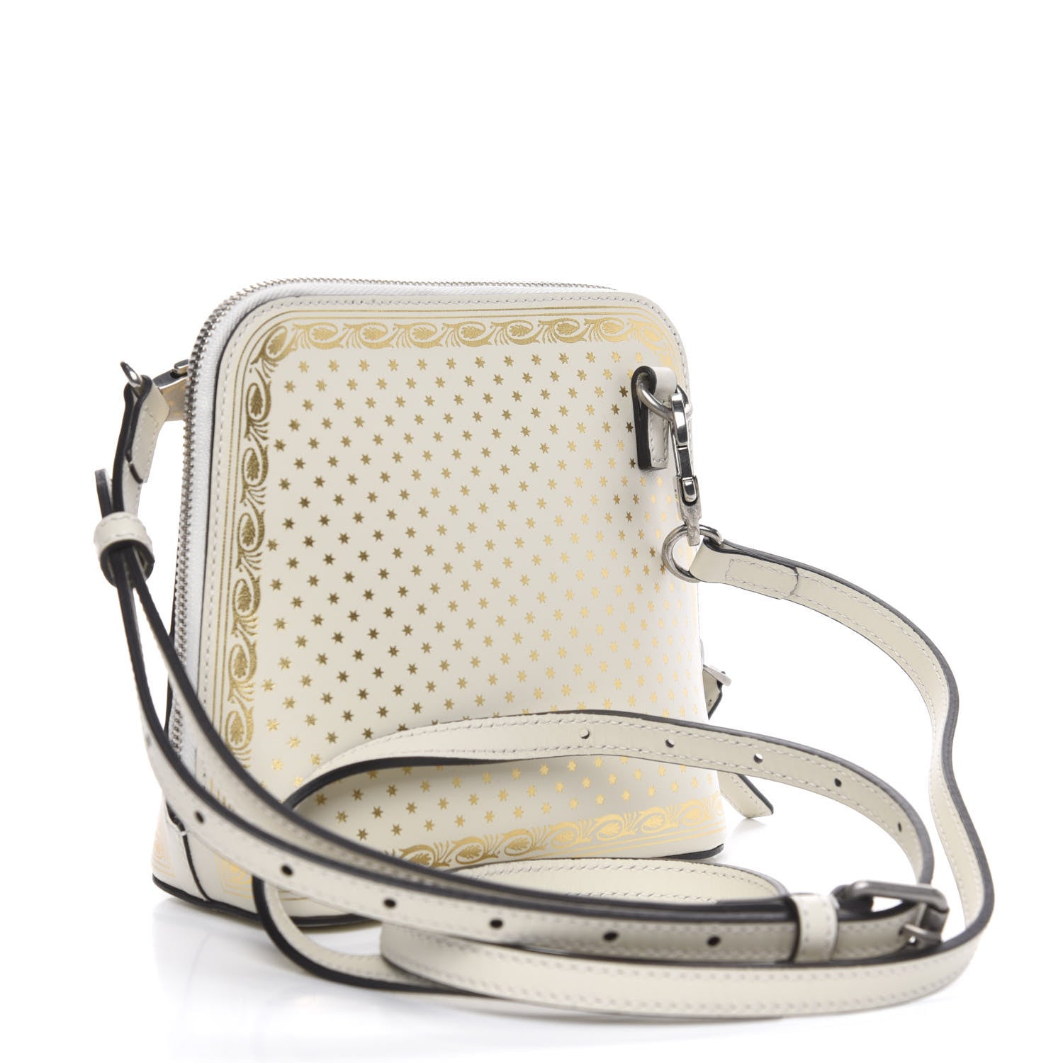 Gucci X SEGA Calfskin GUCCY Stars Mini Dome Shoulder Bag Mystic White Gold 3 of 9