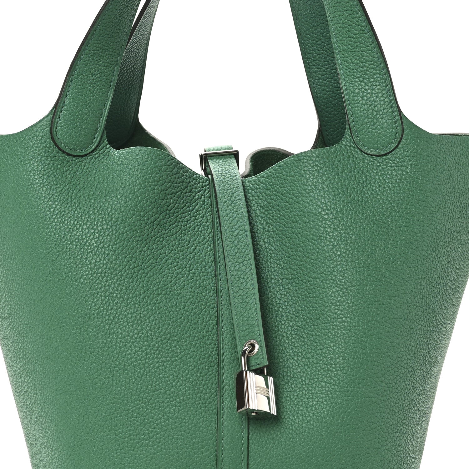 Hermes Taurillon Clemence Picotin Lock 22 MM  Vert Jade 8 of 10