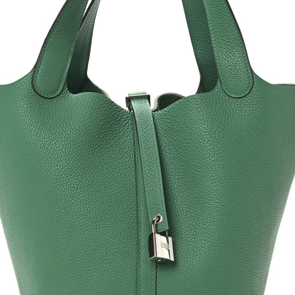 Hermes Taurillon Clemence Picotin Lock 22 MM  Vert Jade 8 of 10