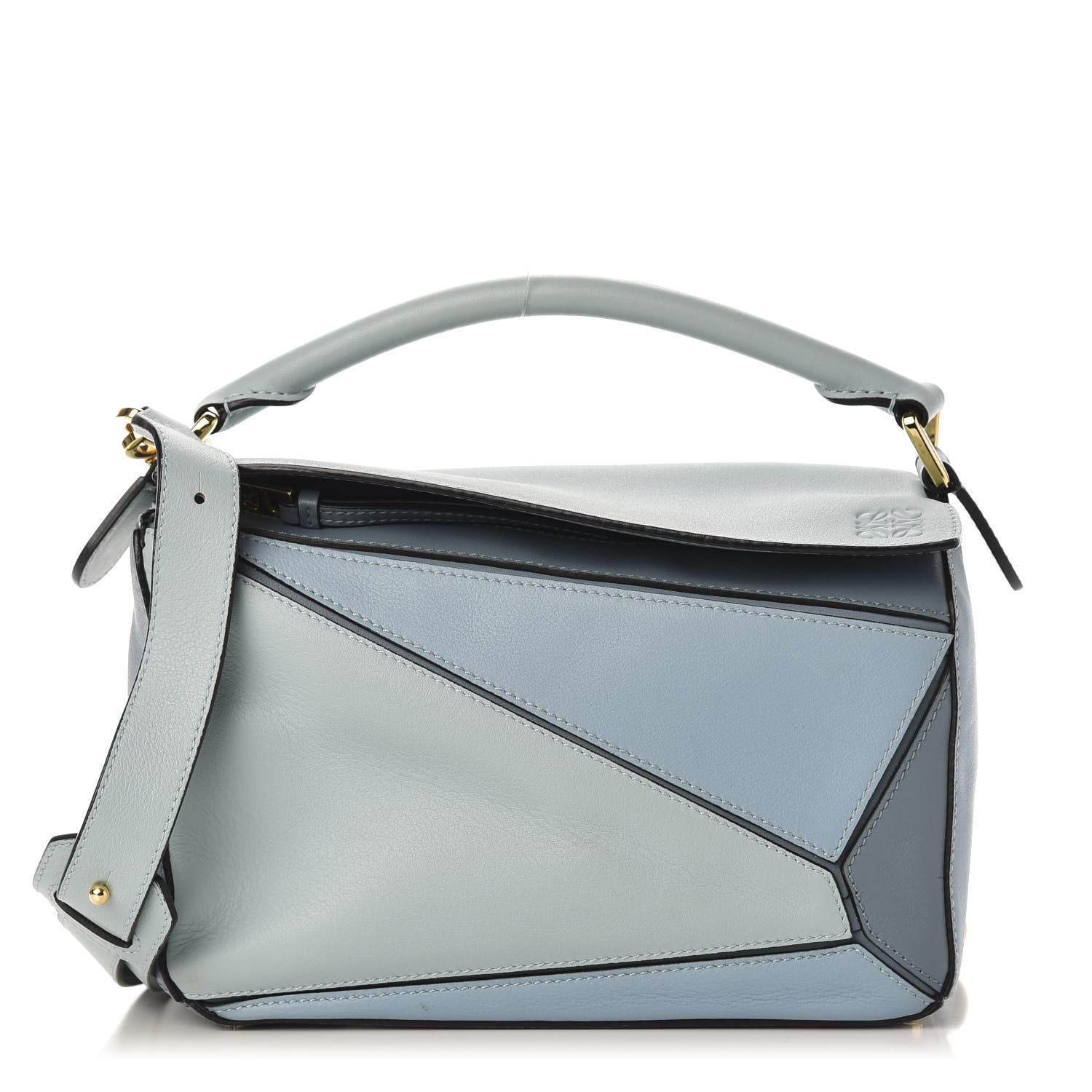 Loewe Calfskin Small Puzzle Bag Aqua Light Blue Stone Blue 1 of 9