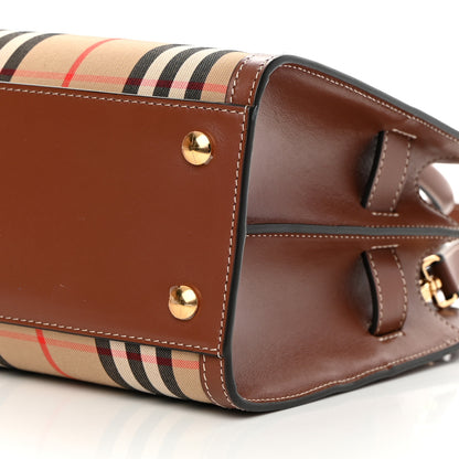 Burberry Calfskin Vintage Check Mini Two Handle Title Bag Archive Beige 10 of 11