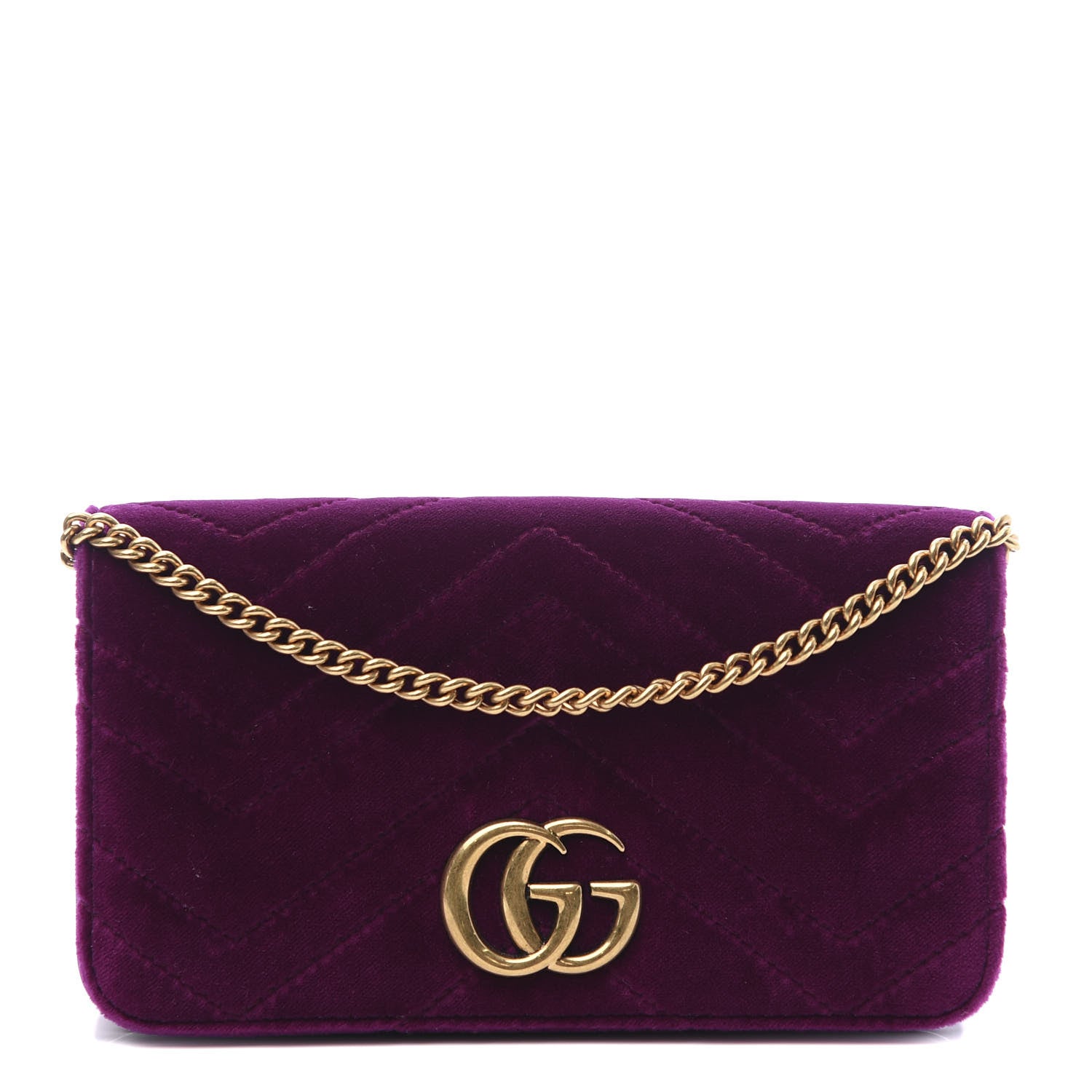 Gucci Velvet Matelasse GG Marmont Mini Bag Fuchsia Violet Cyclamen 1 of 10