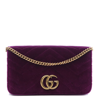 Gucci Velvet Matelasse GG Marmont Mini Bag Fuchsia Violet Cyclamen 1 of 10