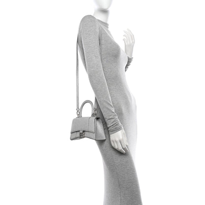 Balenciaga Sparkling Fabric Hourglass Top Handle Bag XS Silver 2 of 13