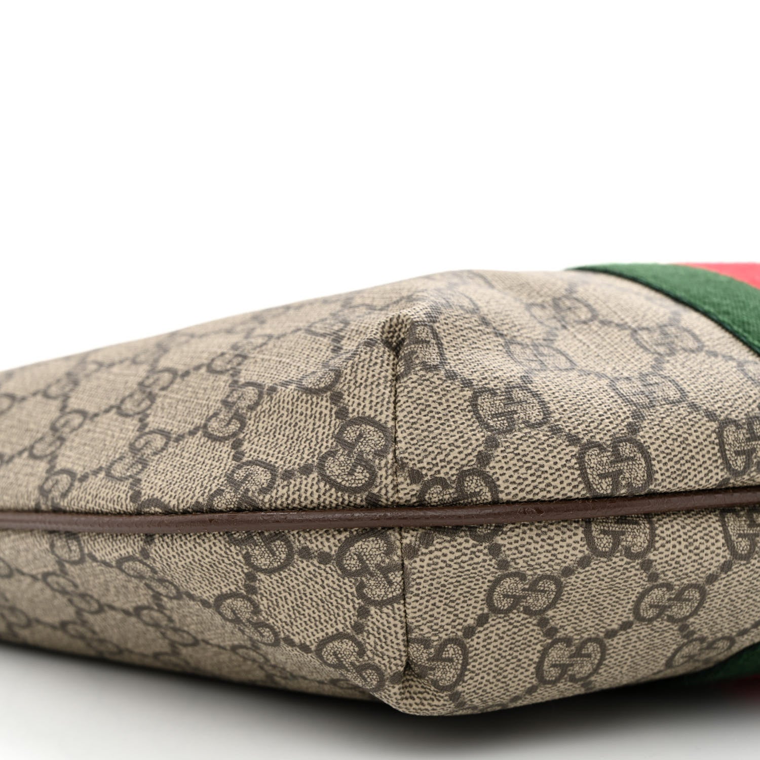 Gucci GG Supreme Monogram Textured Dollar Calfskin Web Small Ophidia Half Moon Hobo Beige Ebony New Acero 9 of 13