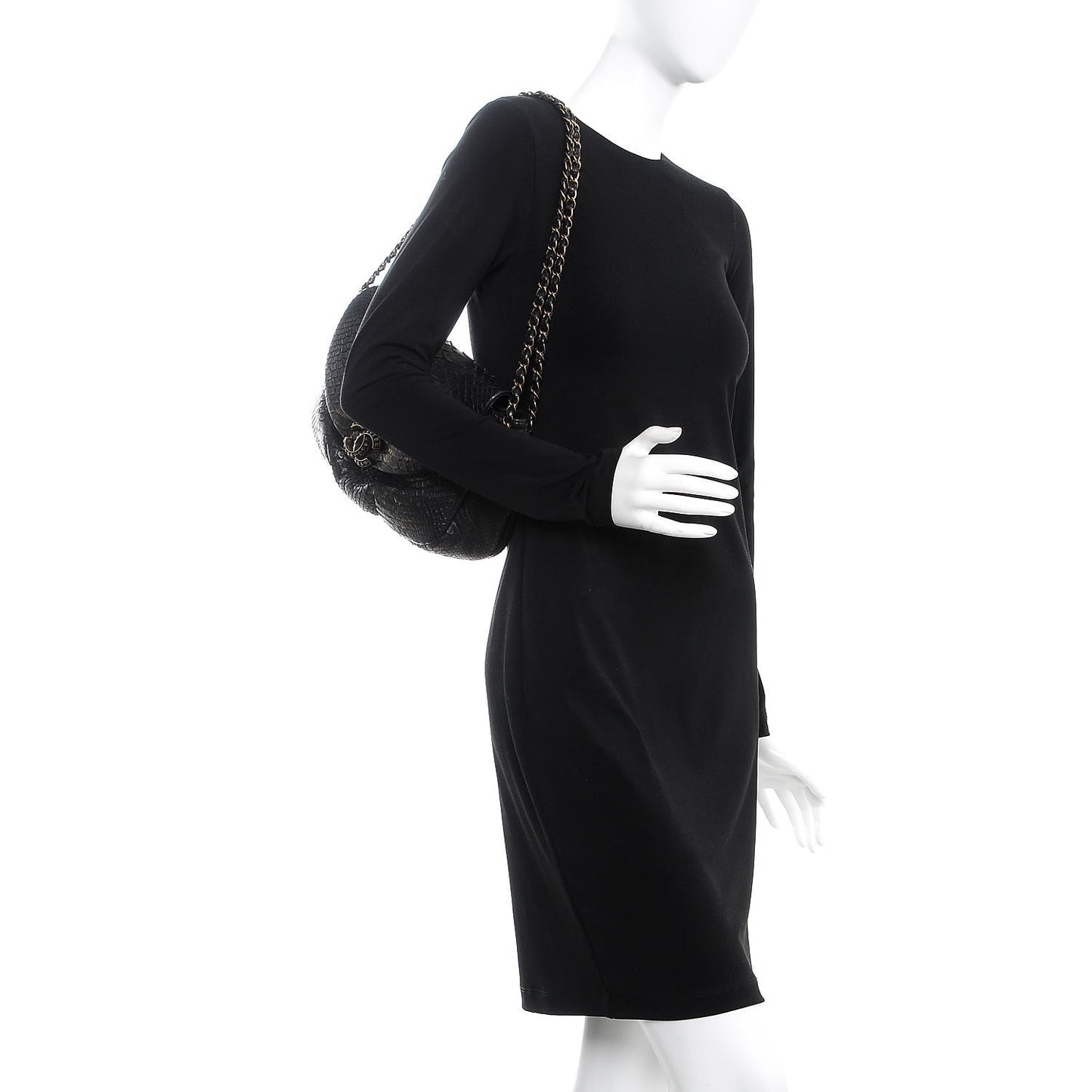 Metallic Python Hobo Black Gold